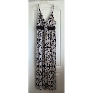 Soma Black Beige White Floral Sleeveless Maxi Dress‎ Women Sz XL